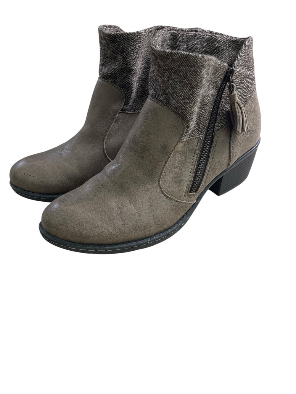 Born b.o.c. Bendell Brown Tweed Ankle Boot size 9 M